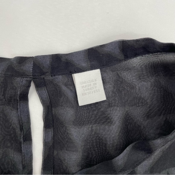 Sibel Saral Blouse Women’s S Gray Sheer Silk Double Layered Geometric - Picture 6 of 11